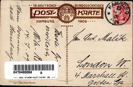 Hamburg (2000) 16. Deutsches Bundesschießen Sign. A. Reich 1909 I-II - Andere & Zonder Classificatie
