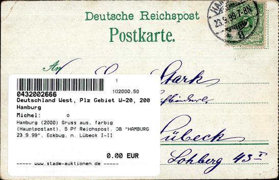 Hamburg (2000) Gruss Aus, Farbig (Hauptpostamt), 5 Pf Reichspost, DB HAMBURG 23.9.99", Eckbug, N. Lübeck I-II" Montagnes - Andere & Zonder Classificatie