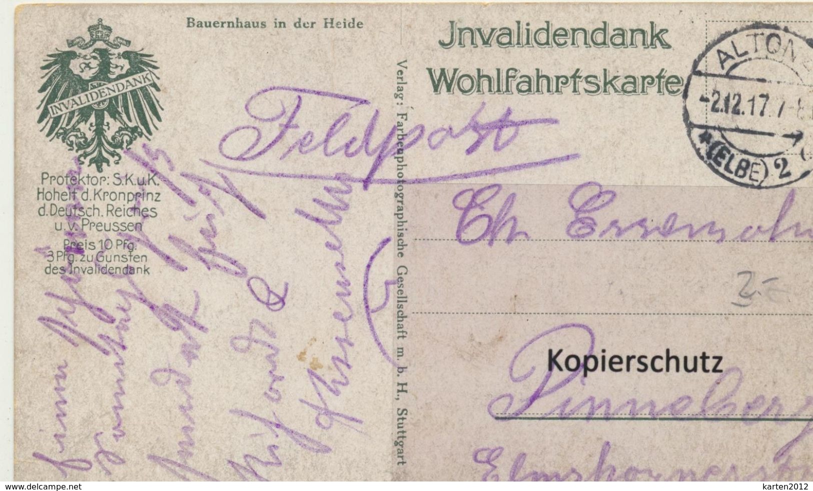 AK "Wohlfahrtskarte - Invalidendank" - Guerre 1914-18