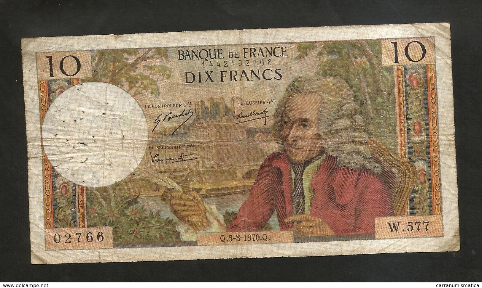 FRANCE - BANQUE De FRANCE - 10 Francs VOLTAIRE ( Q. 5 / 3 / 1970 ) Serie: W. 577 - 10 F 1963-1973 ''Voltaire''