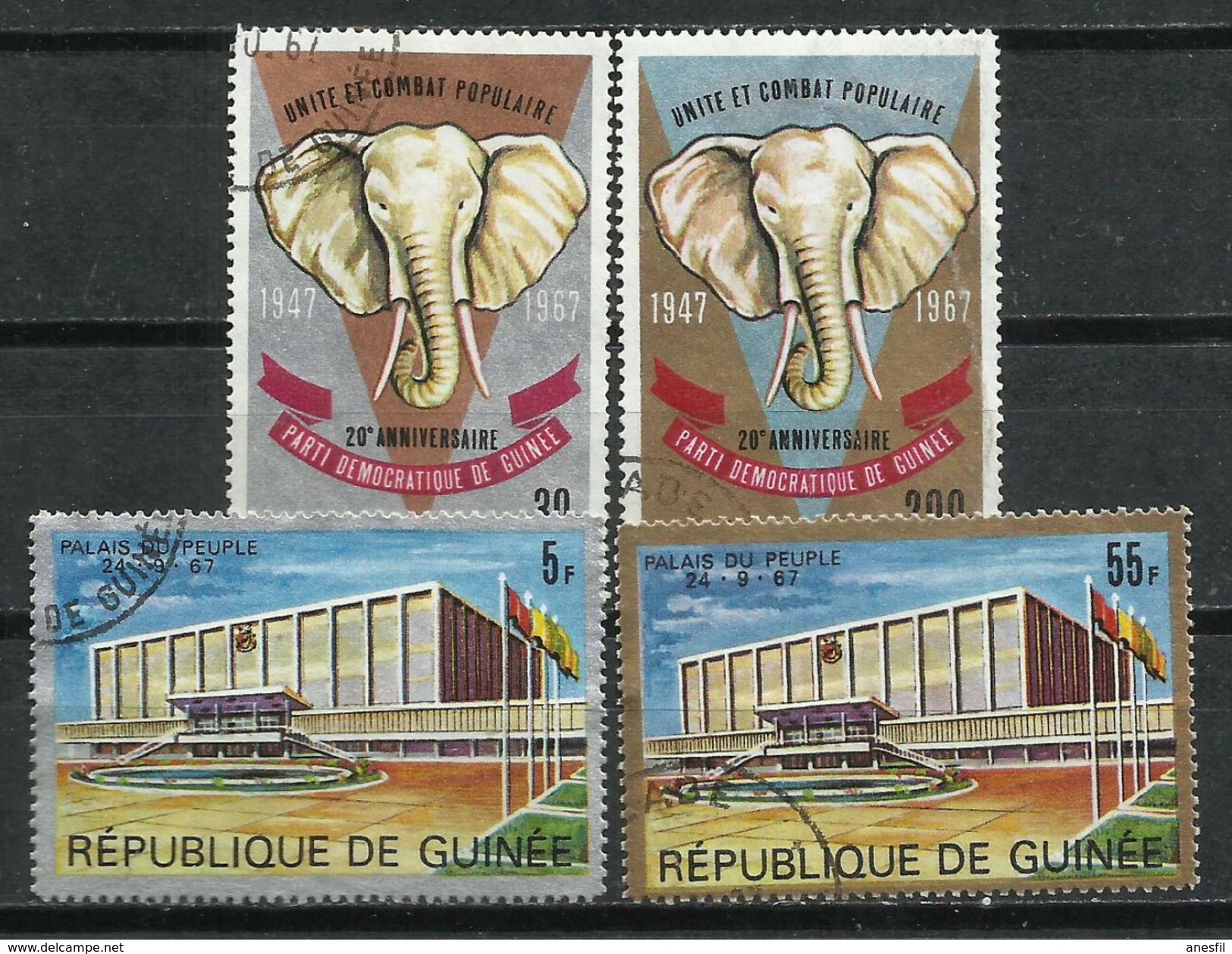 República De Guinea. 1967. Unidad Del Congreso Popular. - Elephants