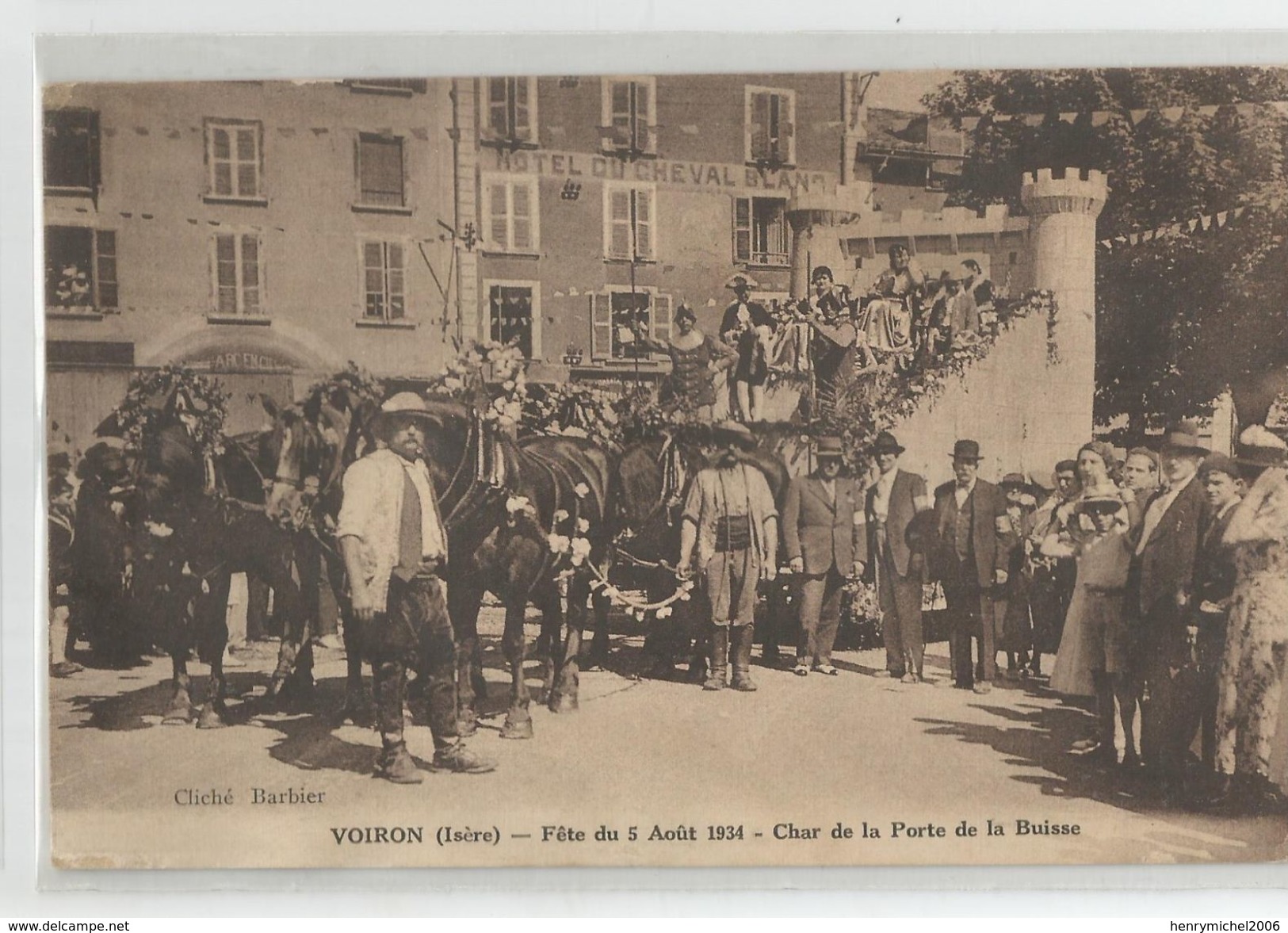 Isère - 38 - Voiron Fete Du 5 Aout 1934 Char De La Porte De La Buisse - Voiron