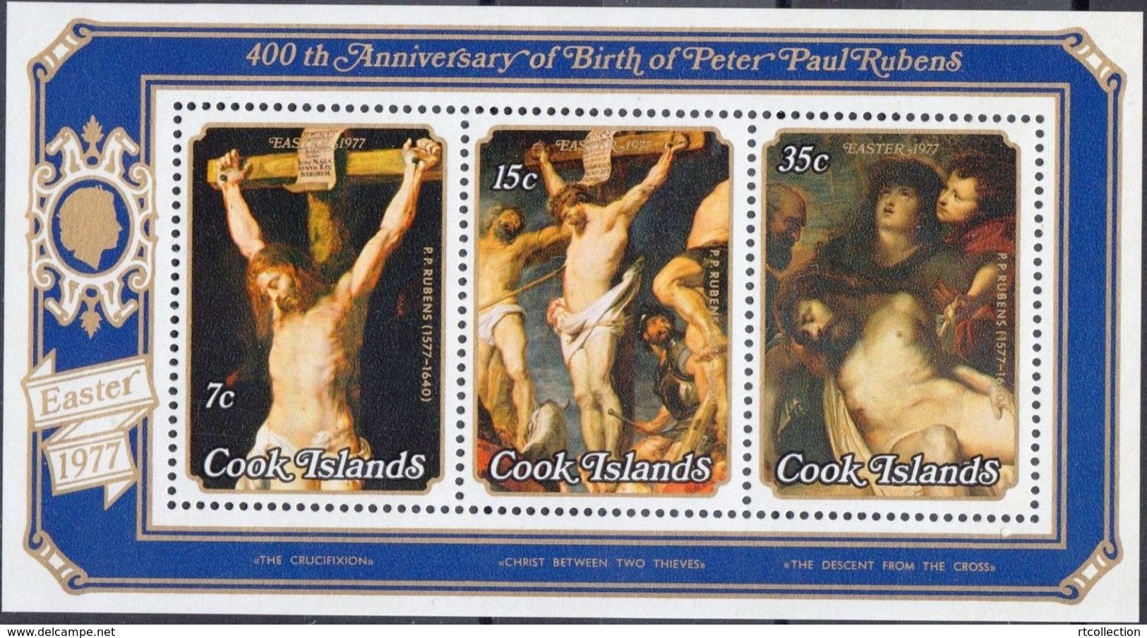 Cook Islands 1977 400th Anniv Peter Paul Rubens Easter Art Paintings Religions Celebrations Christianity S/S Stamps MNH - Easter