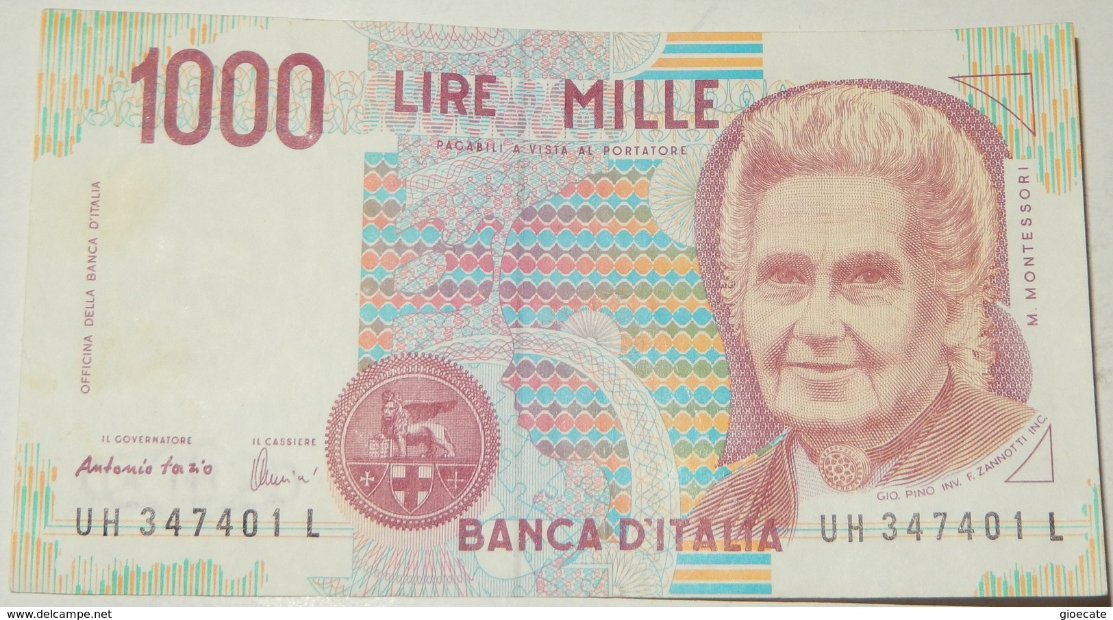 BANCONOTA   - ITALIA - 1000 LIRE  – MONTESSORI  – SERIE UH - (N) - 1000 Lire