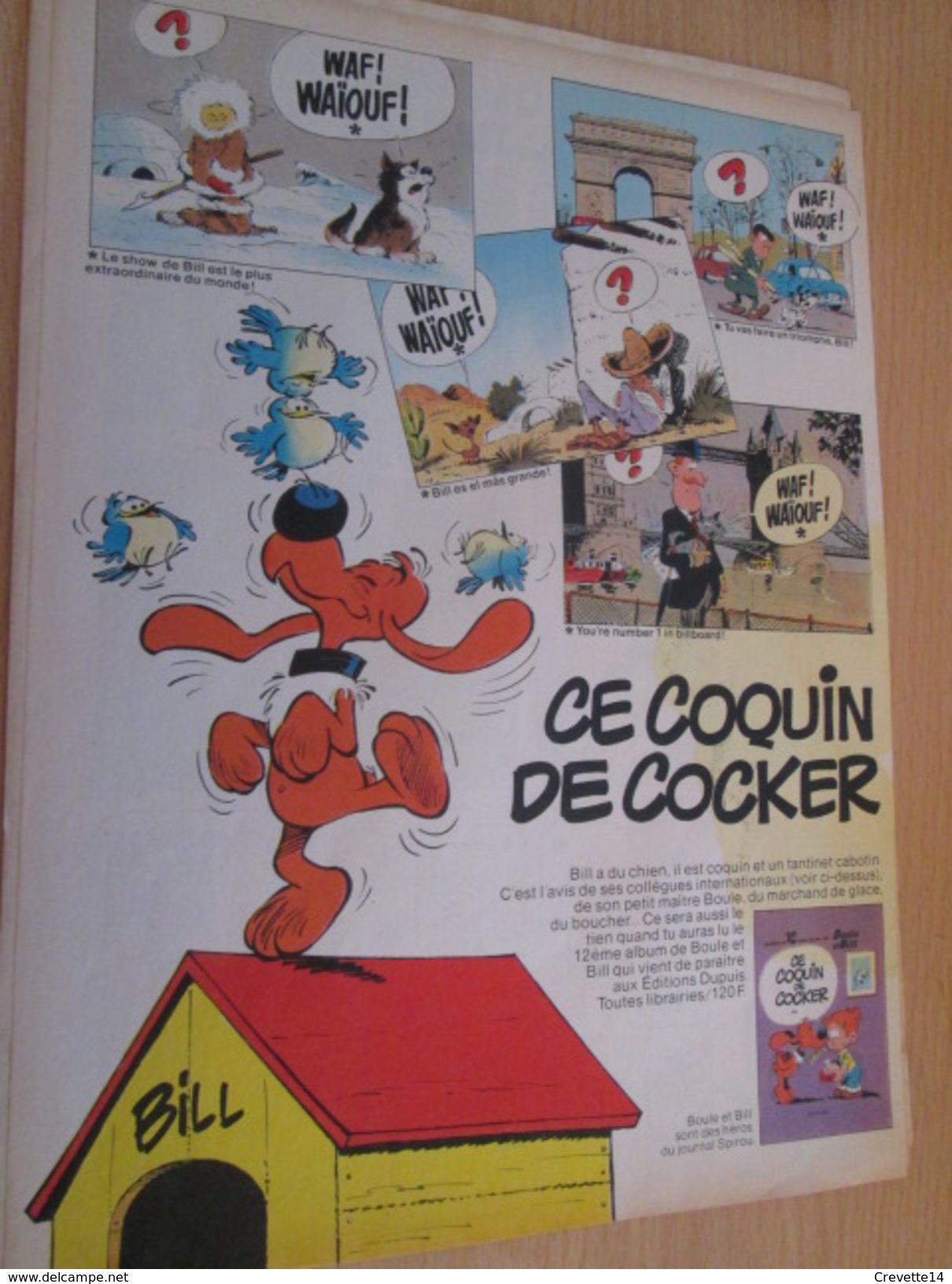 CLIP118 : PUBLICIT De REVUE SPIROU Avec BOULE ET BILL Par ROBA  Découpée Dans Une Revue Des 70's , Page A4 - Boule Et Bill