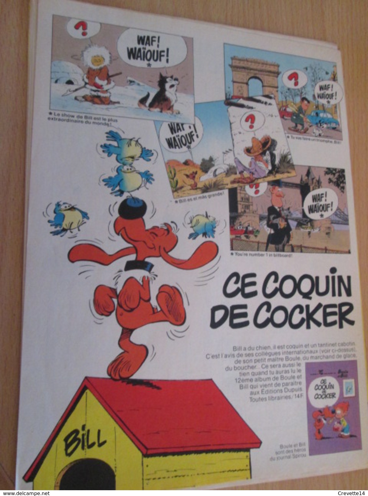 CLIP118 : PUBLICITE De REVUE SPIROU Avec BOULE ET BILL Par ROBA  Découpée Dans Une Revue Des 70's , Page A4 - Boule Et Bill