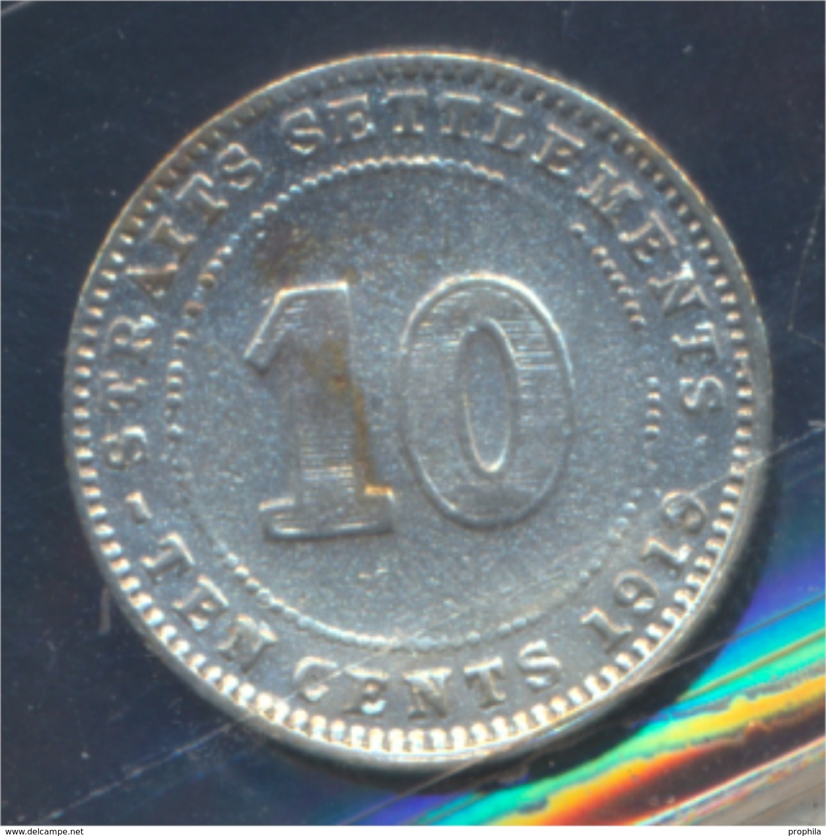 Straits Settlements KM-Nr. : 29 1919 Sehr Schön Silber 1919 10 Cents George V. (8977120 - Malaysie