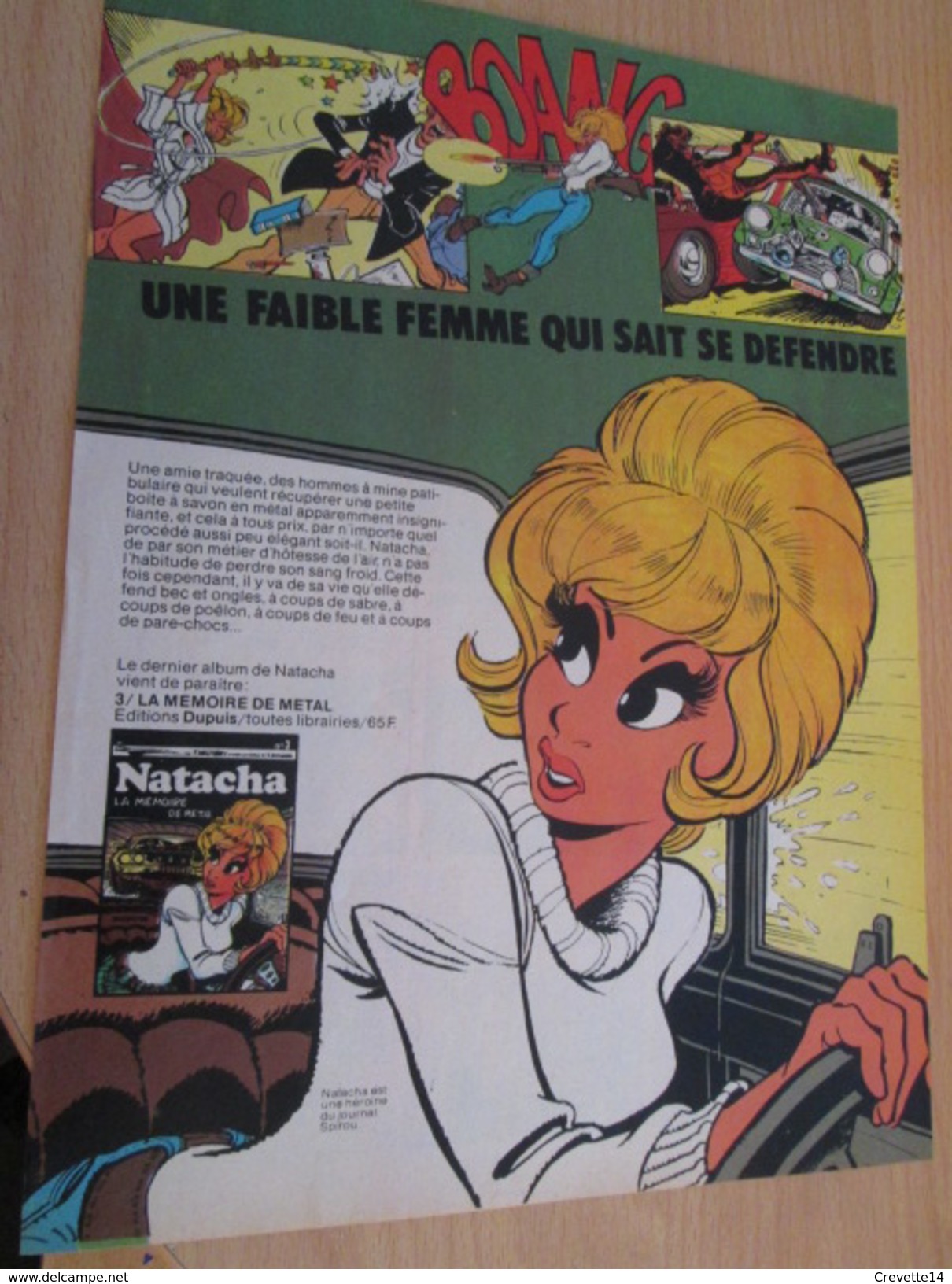 CLIP118 :PUBLICITEE De REVUE SPIROU Avec NATACHA Par WALTHERY  Découpée Dans Une Revue Des 70's , Page A4 - Natacha