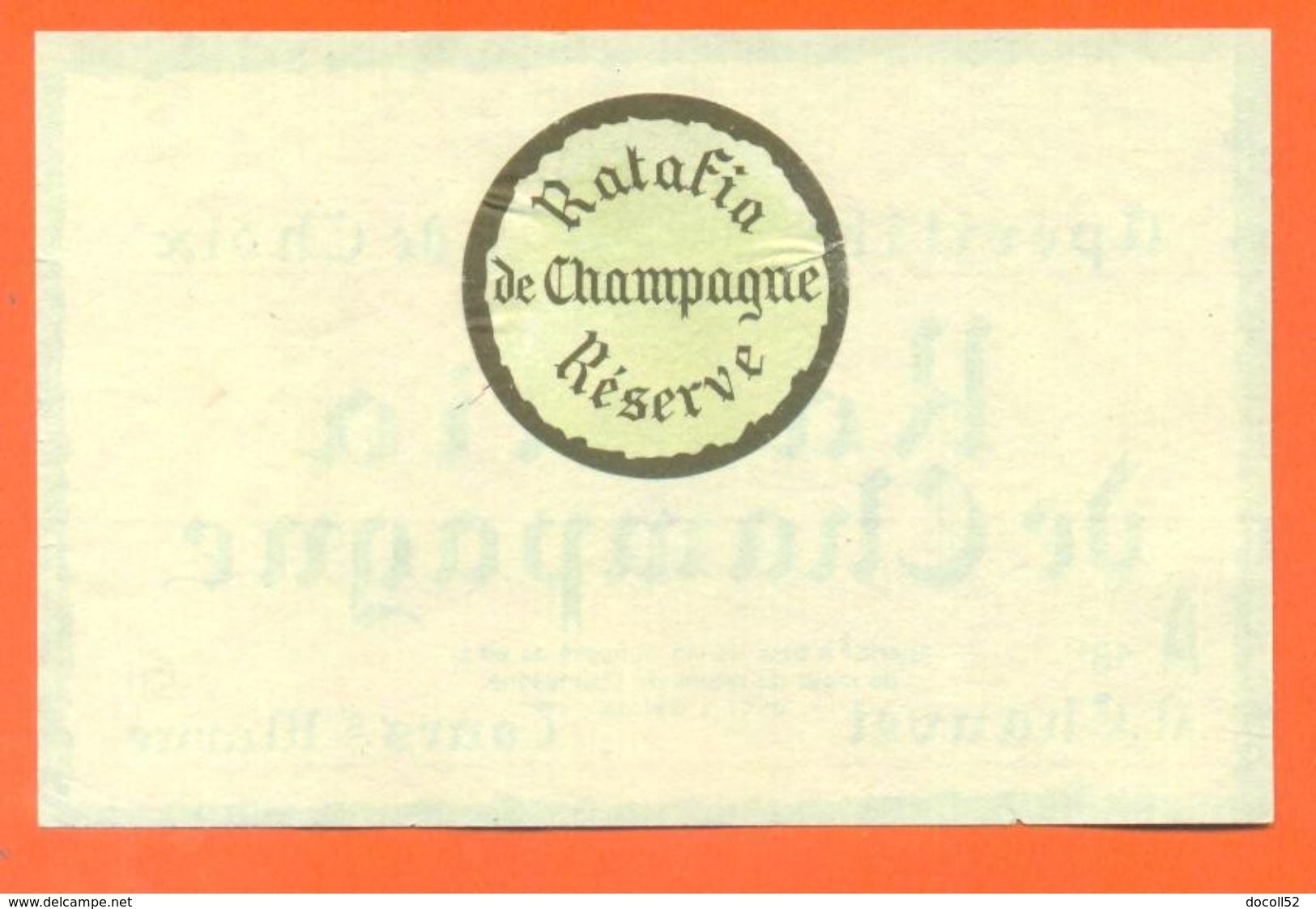 étiquette + Collerette De Ratafia De Champagne A Chauvet à Tours Sur Marne - 75 Cl - 2 Scans - Champagne