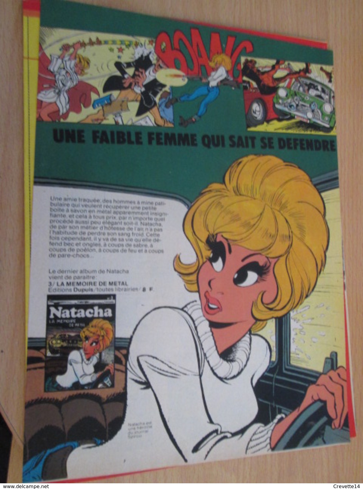 CLIP118 :PUBLICITE De REVUE SPIROU Avec NATACHA Par WALTHERY  Découpée Dans Une Revue Des 70's , Double A4 - Natacha