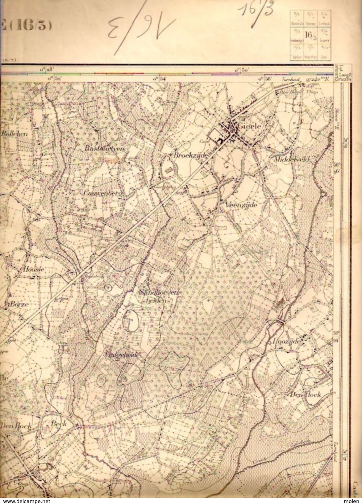 STAFKAART 16/3 Meting 1865 LILLE WECHELDERZANDE POEDERLEE GIERLE VORSELAAR SASSENHOUT ACHTERLEE HERENTALS Kaart S373 - Lille