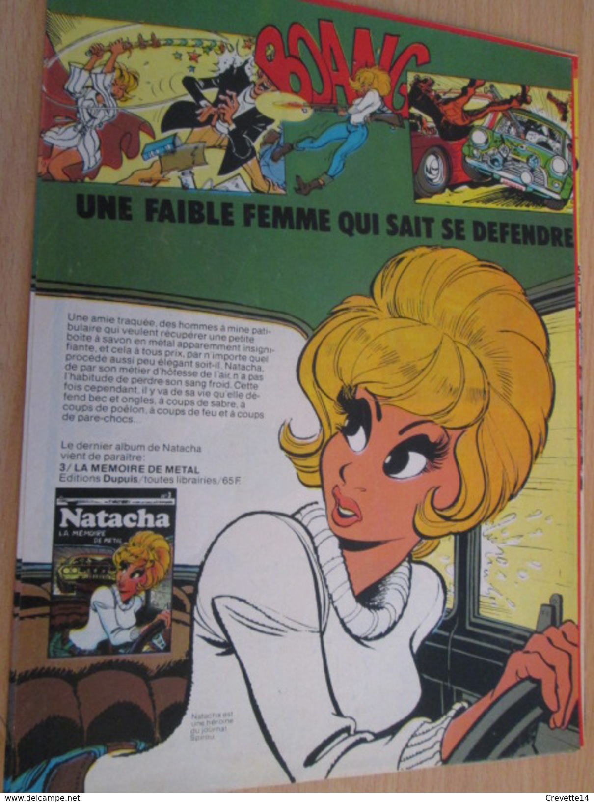 CLIP118 :PUBLICITE De REVUE SPIROU Avec NATACHA Par WALTHERY  Découpée Dans Une Revue Des 70's , Page A4 - Natacha