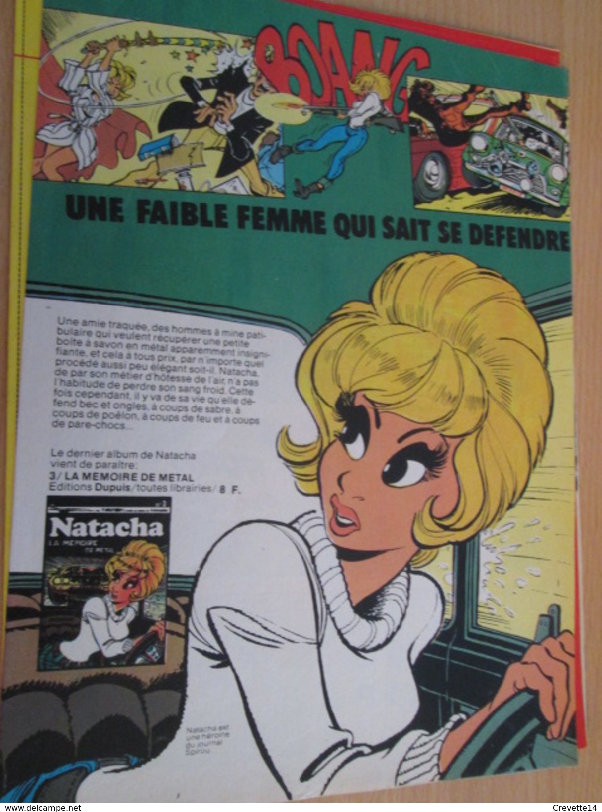 CLIP118 :PUBLICITE De REVUE SPIROU Avec NATACHA Par WALTHERY  Découpée Dans Une Revue Des 70's , Page A4 - Natacha