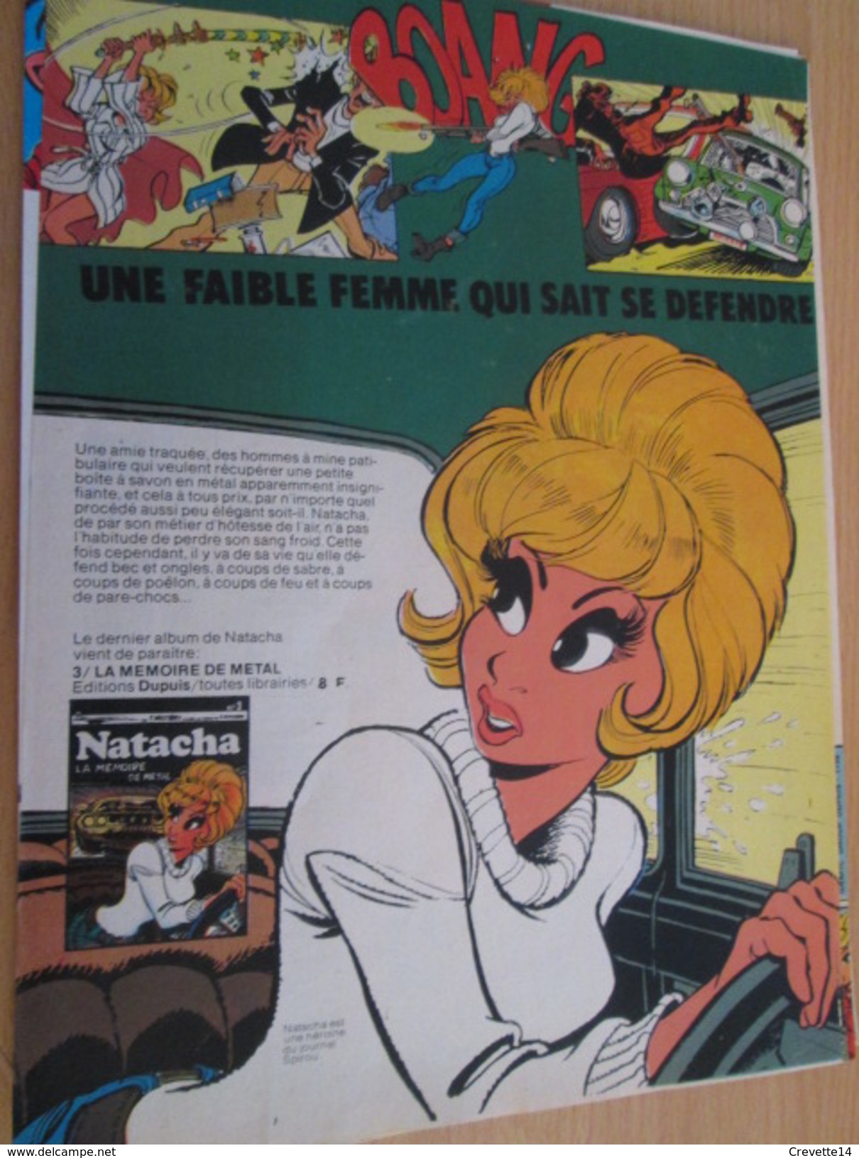 CLIP118 : PUBLICITE De REVUE SPIROU Avec NATACHA Par WALTHERY  Découpée Dans Une Revue Des 70's , Page A4 - Natacha