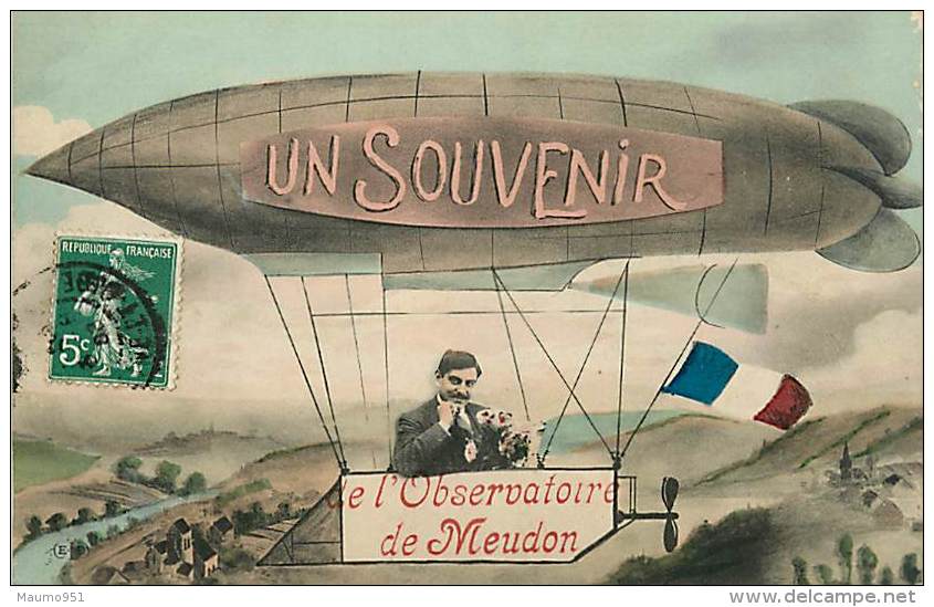 AVIATION DIRIGEABLE - UN SOUVENIR DE L'OBSERVATOIRE DE MEUDON  N° 312816 - Airships