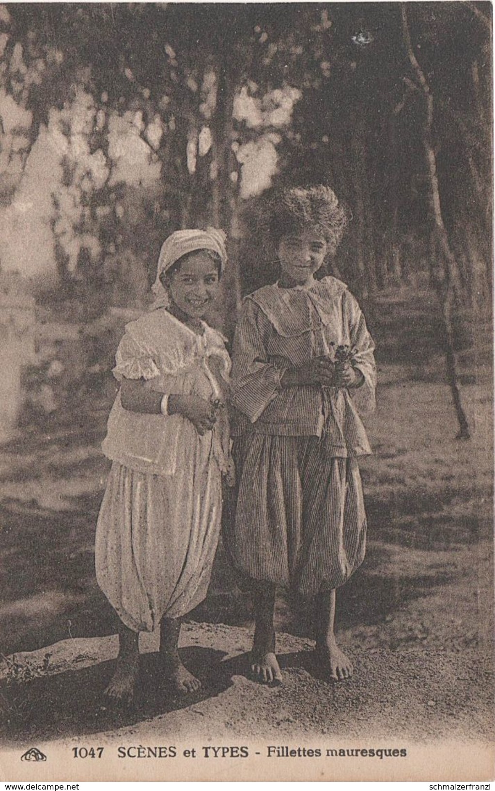 AK Scènes Types Jeune Fillettes Mauresques Femme Fille Fillette Arabe Girl Woman Afrique Vintage Lehnert Landrock Levy - Mauritanie