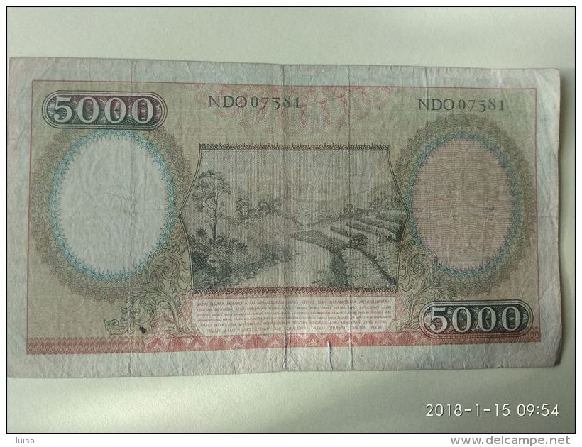 5000 Rupiah 1958 - Indonésie