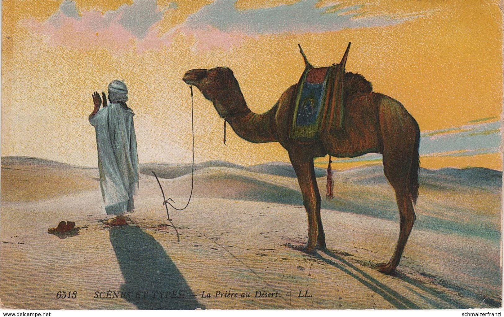 AK Prière Au Désert Sahara Scènes Types Berber Tuareg Touareg Berbère Bédouin Niger Afrique Vintage Lehnert Landrock ? - Niger