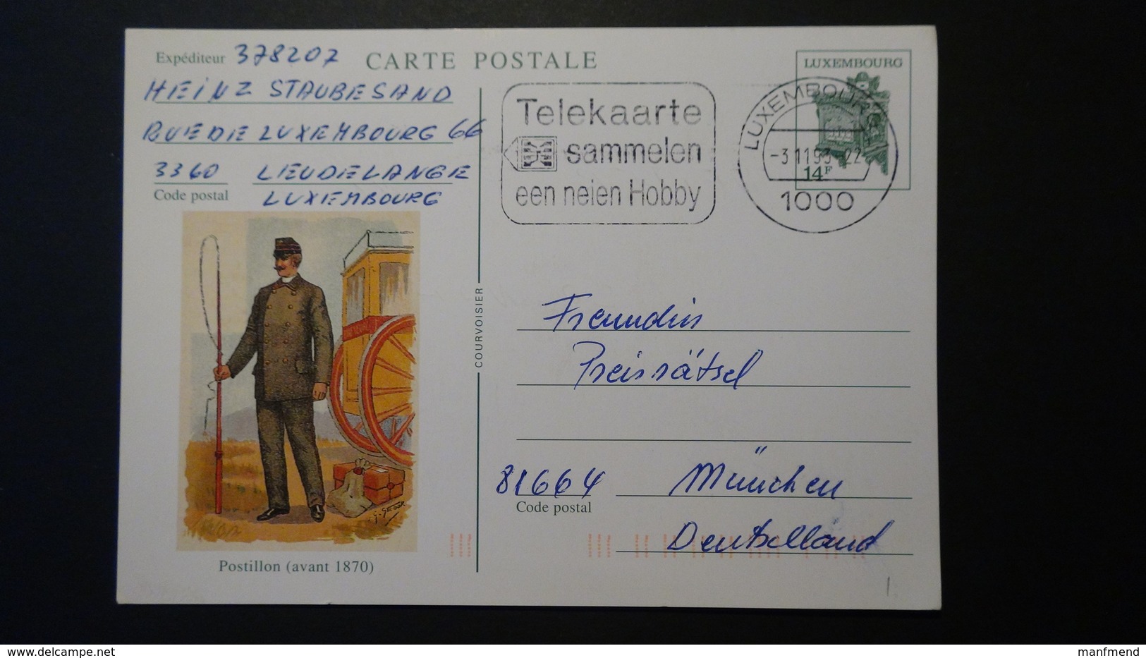 Luxembourg - 1992 - Mi: P 161/01 O - Postal Stationery - Look Scan - Postwaardestukken