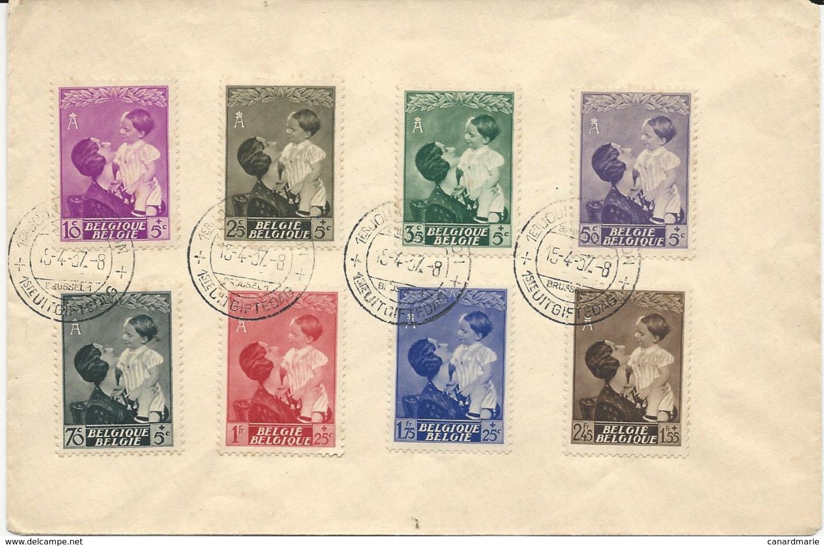 LETTRE 1937 AVEC 8 TIMBRES ET CACHET PREMIER JOUR - ....-1951