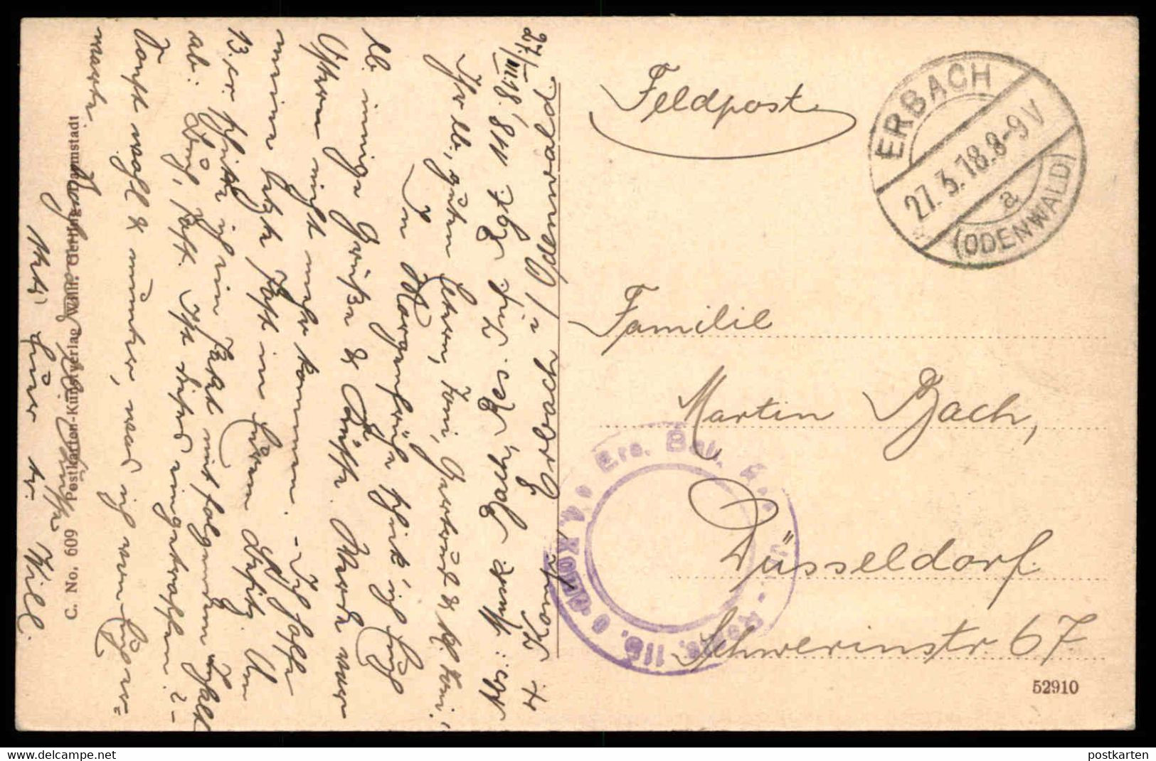ALTE POSTKARTE ERBACH IM ODENWALD KREISAMT FELDPOST 1918 Ansichtskarte Cpa Postcard AK - Erbach