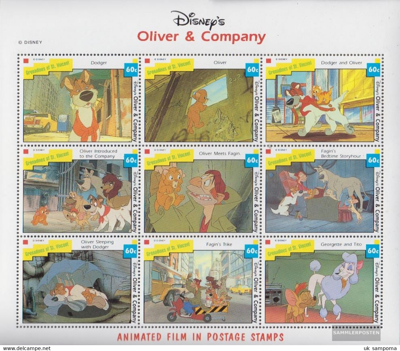 St. Vincent - Grenadines 1084-1092 Sheetlet (complete Issue) Unmounted Mint / Never Hinged 1992 Walt-Disney-Film - St.Vincent & Grenadines