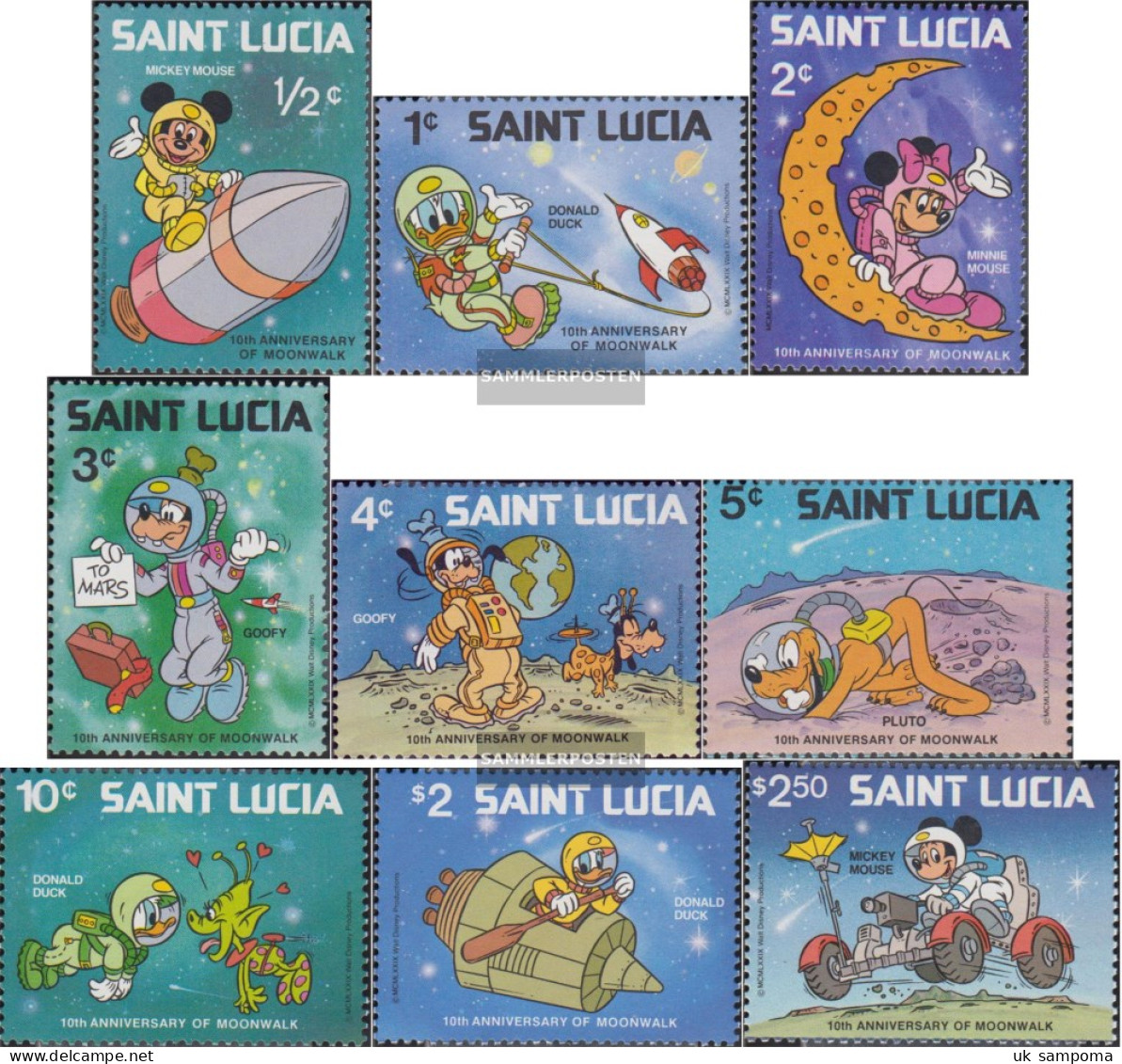 St. Lucia 484-492 (complete Issue) Unmounted Mint / Never Hinged 1980 Walt-Disney-Figures: Moon Landing - St.Lucia (1979-...)