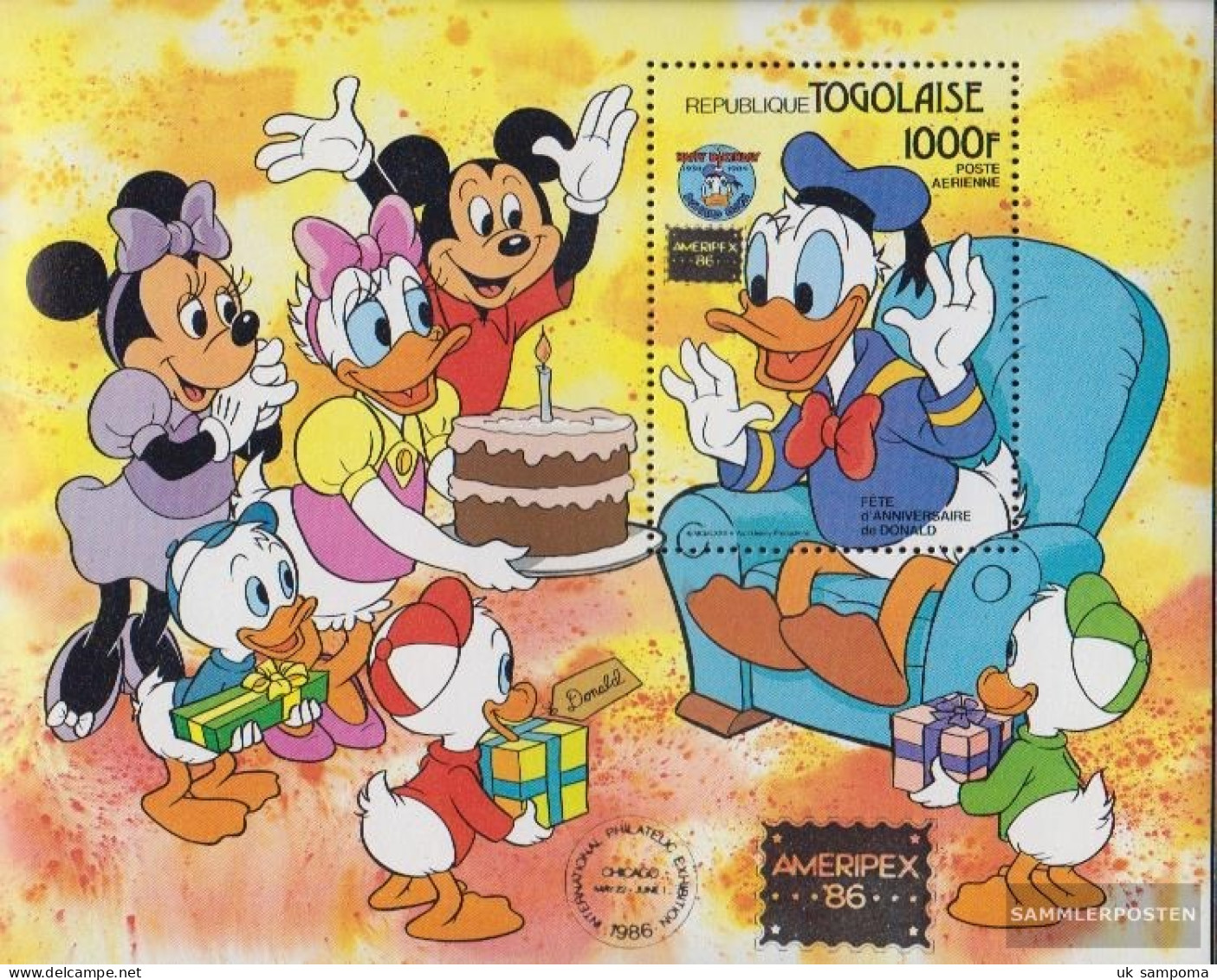 Togo Block288 (complete Issue) Unmounted Mint / Never Hinged 1986 Donald Duck - Togo (1960-...)