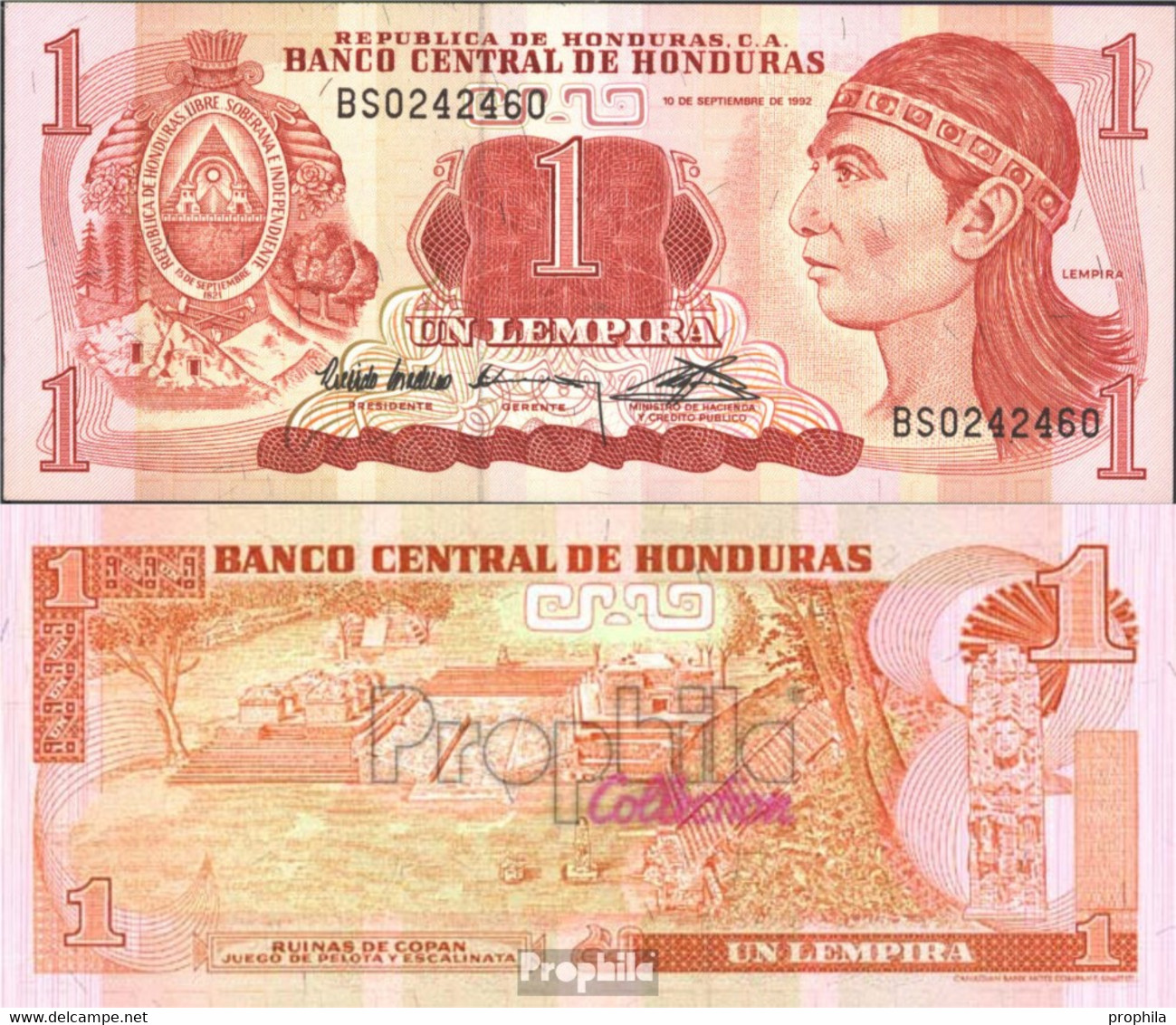 Honduras Pick-Nr: 71 Bankfrisch 1992 1 Lempira - Honduras