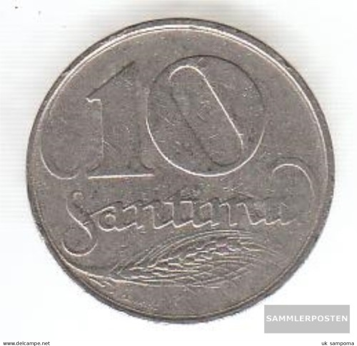 Latvia Km-number. : 4 1922 Very Fine Nickel Very Fine 1922 10 Santimi Crest - Letonia