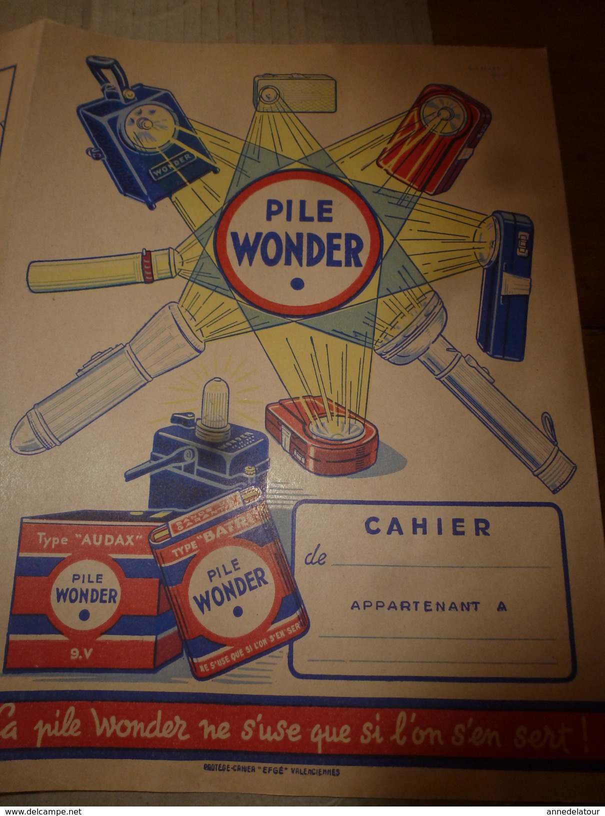 Protège Cahier Publicitaire Ancien  PILE WONDER Avec Système Métrique, Emploi Du Temps Et Carte De France - Kakao & Schokolade