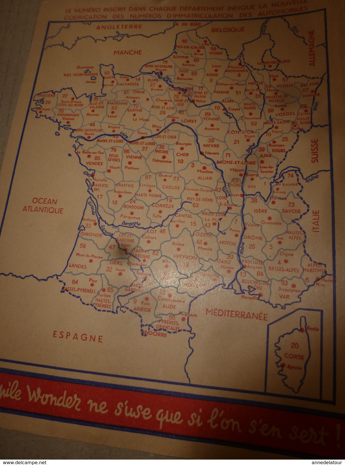 Protège Cahier Publicitaire Ancien  PILE WONDER Avec Système Métrique, Emploi Du Temps Et Carte De France - Cacao