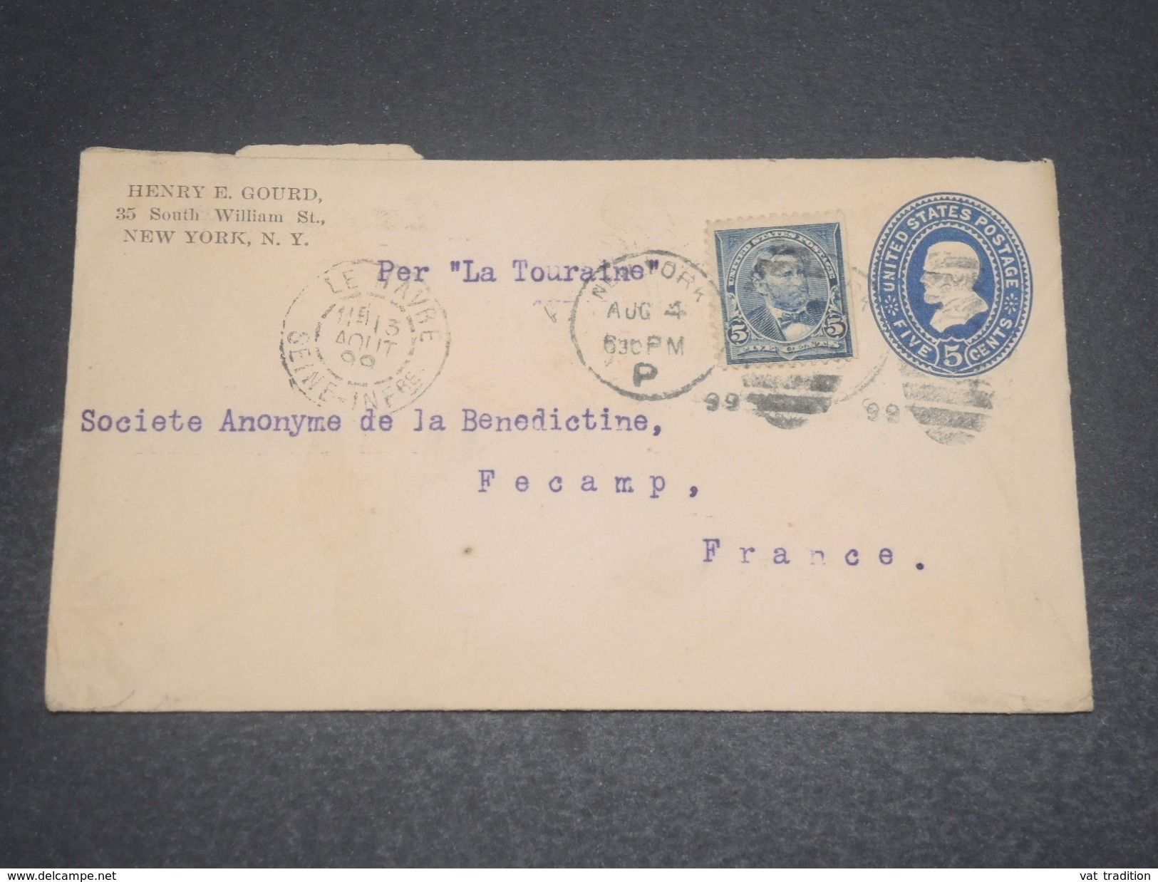 ETATS-UNIS - Entier Postal + Complément De New York Pour La France En 1899 - L 11757 - ...-1900