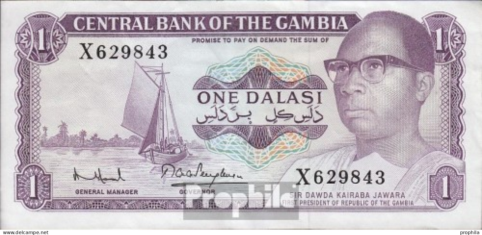 Gambia Pick-Nr: 4f Bankfrisch 1971 1 Dalasi - Gambie