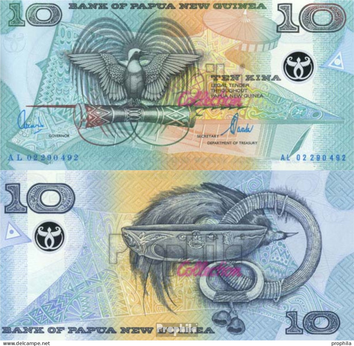 Papua-Neuguinea Pick-Nr: 26b Bankfrisch 2002 10 Kina (plastic) Vogel - Papua-Neuguinea