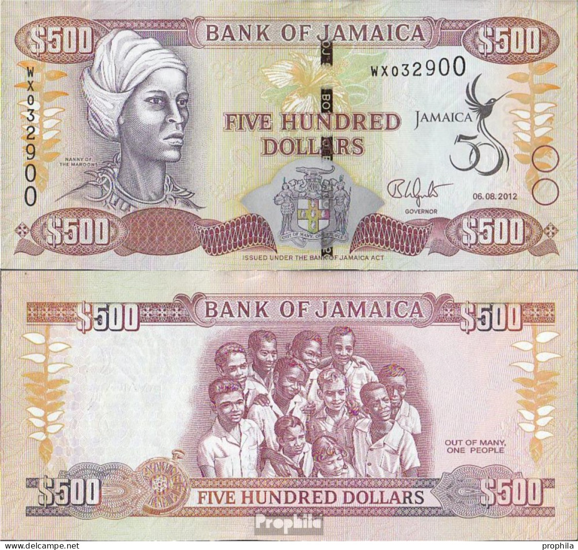 Jamaica Pick-Nr: 91 Bankfrisch 2012 500 Dollars - Jamaica