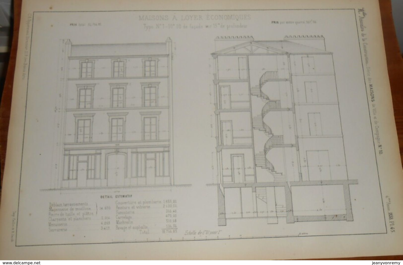 Plan De Maison à Loyer économique. 1858 - Obras Públicas