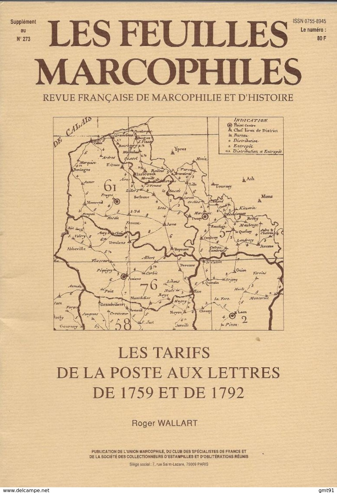 Les Feuilles Marcophiles  Supplément Au N°273 - Les Tarifs De La Poste Aux Lettres De 1759 Et De 1792 - Filatelie En Postgeschiedenis