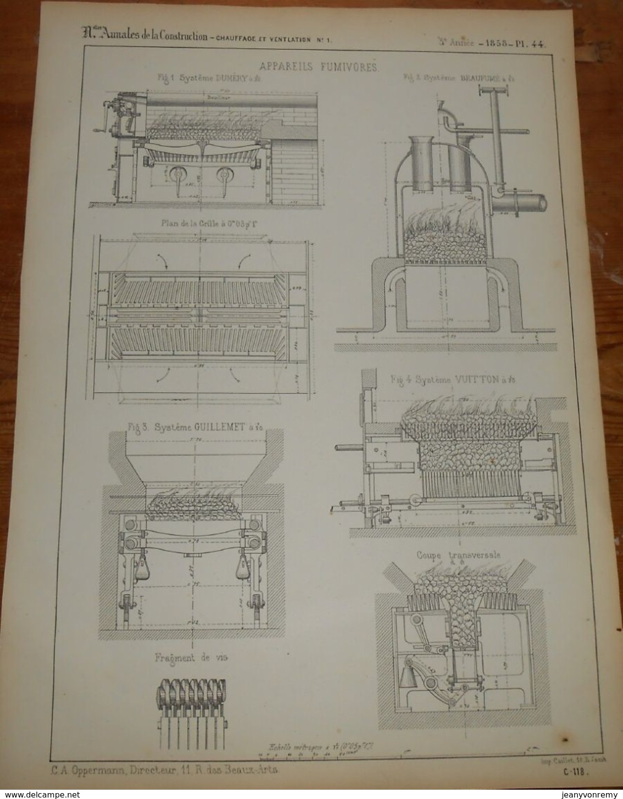 Plan D'appareils Fumivores. 1858 - Opere Pubbliche