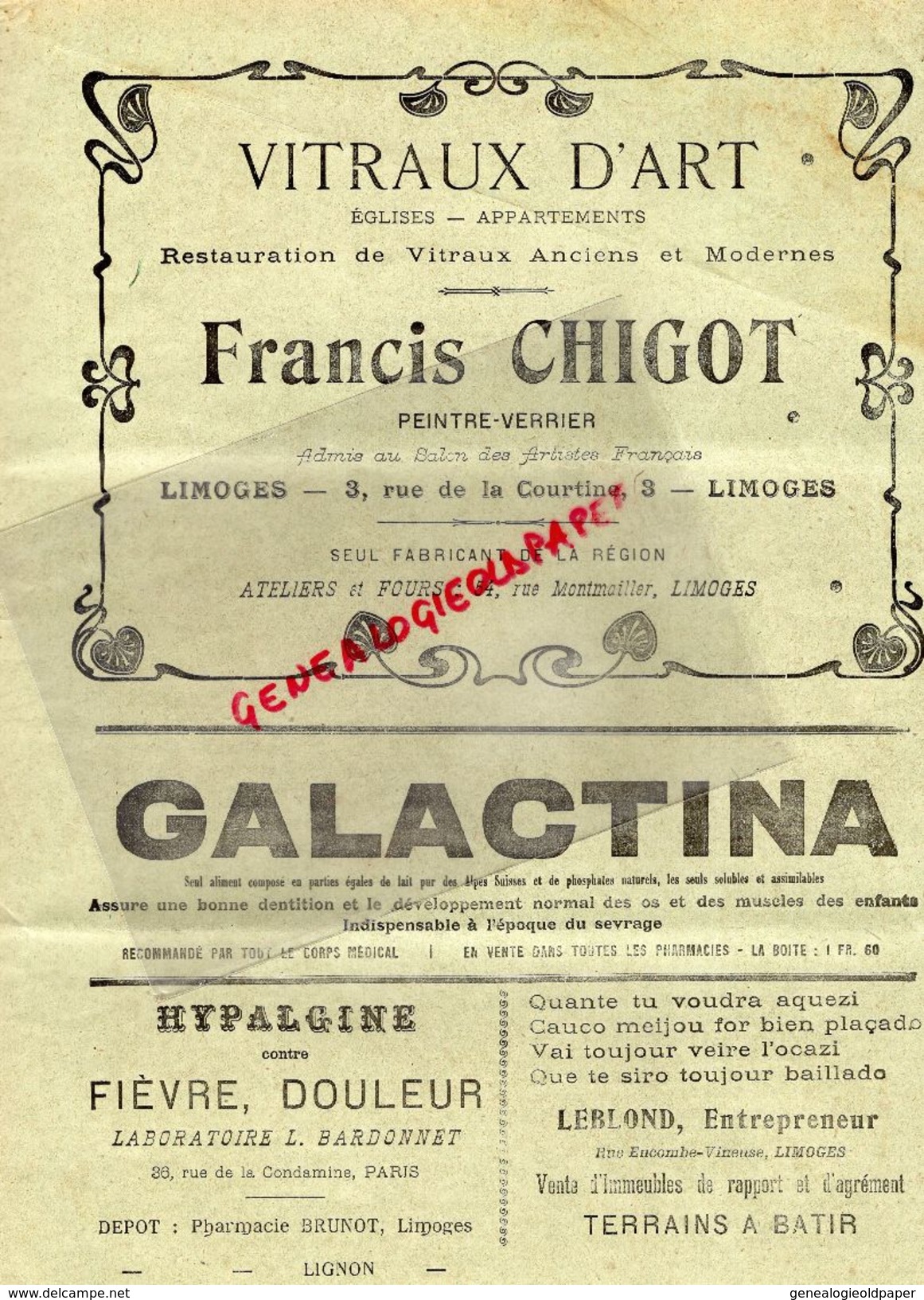 87-LIMOGES ILLUSTRE -RARE REVUE LIMOUSINE 15 MARS 1909-BURGOU MARVAL- PUB FRANCIS CHIGOT-LAURENT GAYOU-PEYRUSSON-TAURION - Limousin