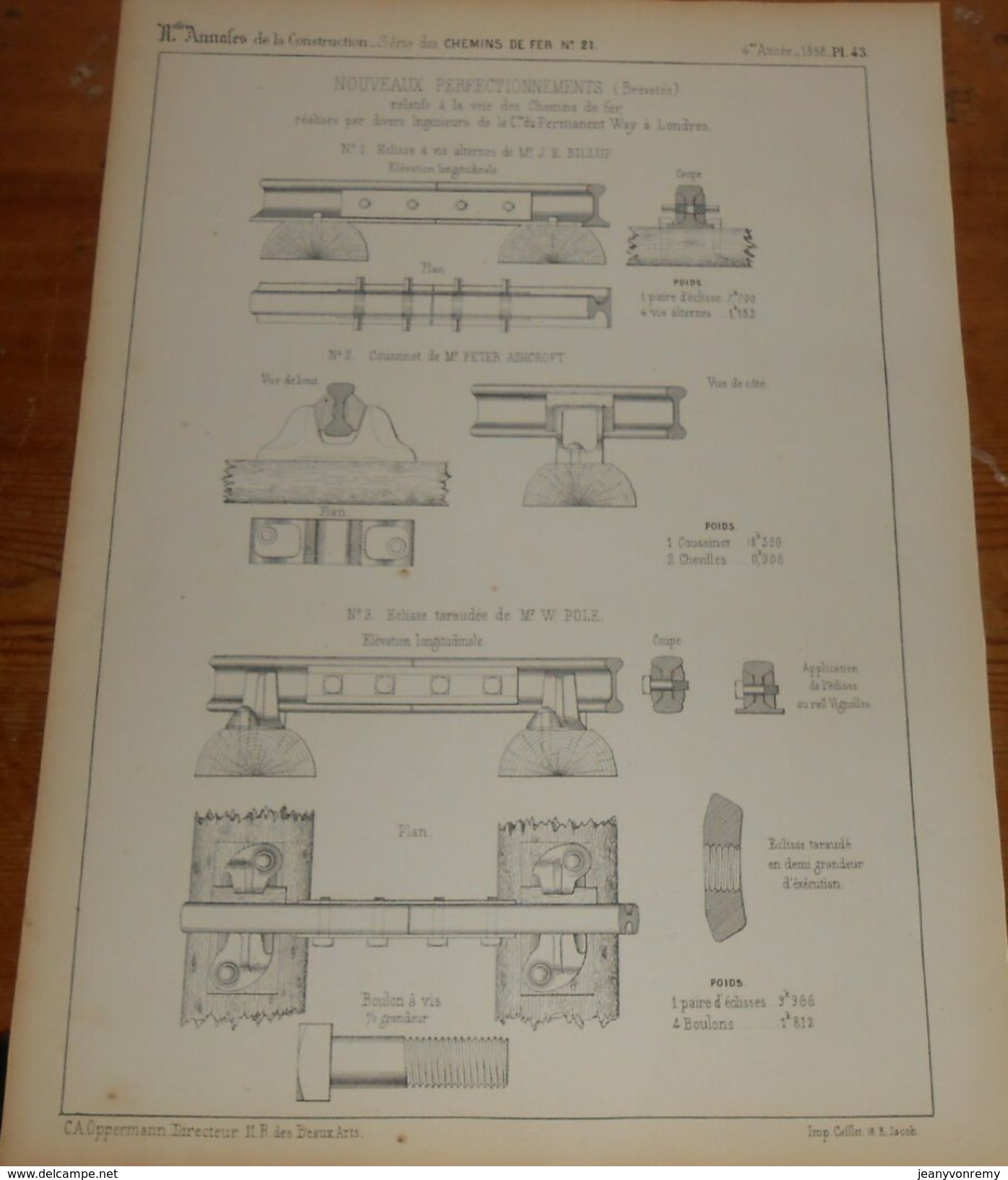 Plan De Nouveaux Perfectionnements Relatifs à La Voie Des Chemins De Fer. 1858 - Obras Públicas