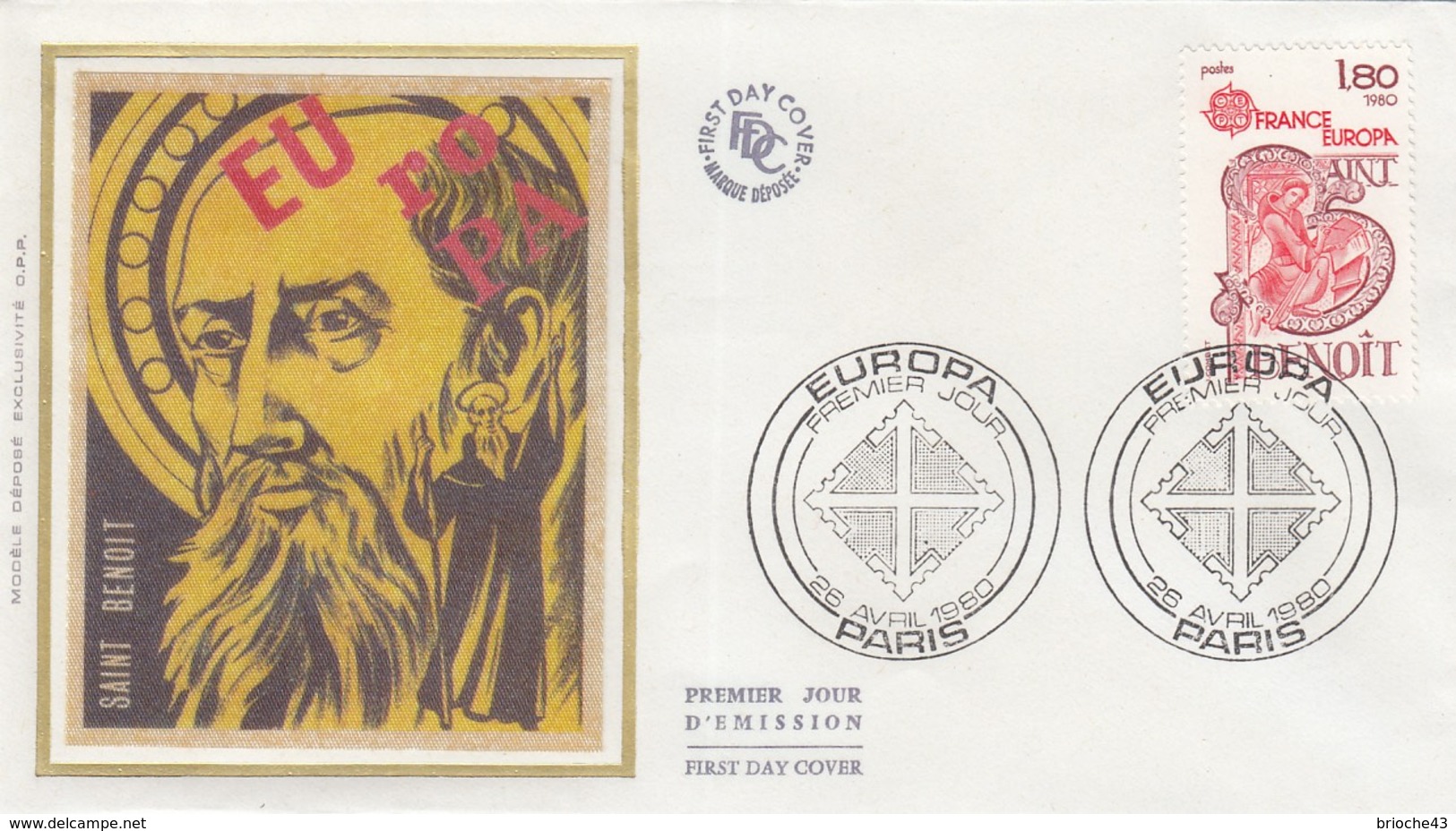 FRANCE- FDC SOIE EUROPA SAINT BENOIT - CACHET ROND PREMIER JOUR  26.4.1980 PARIS  /3 - 1980-1989