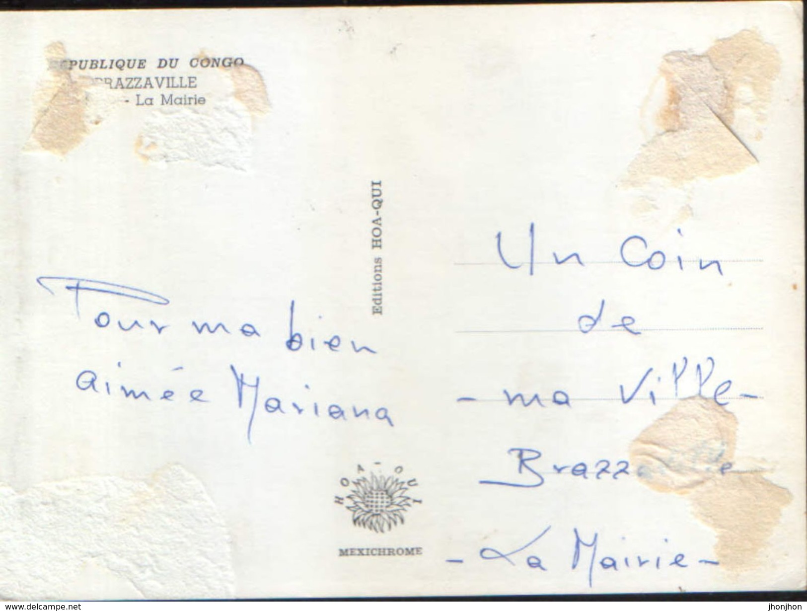 Congo - Postcard Written  - Brazaville - La Mairie  - 2/scans - Brazzaville