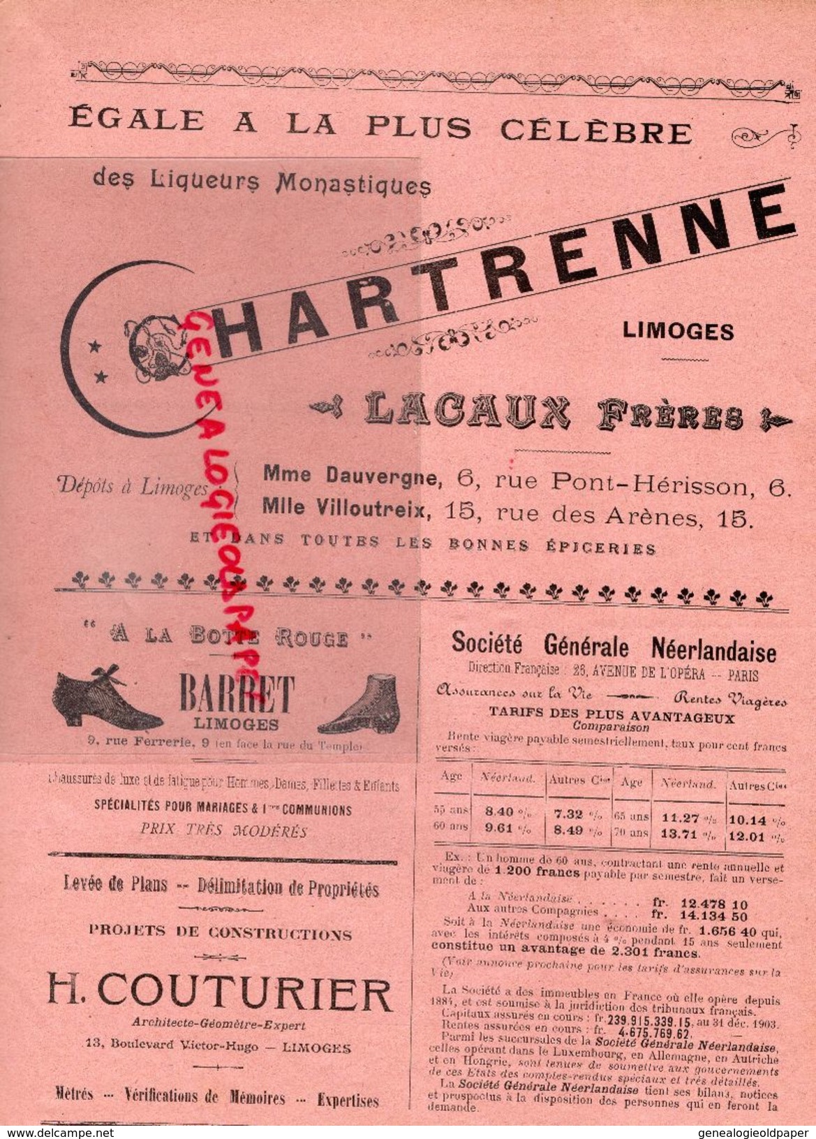 87-LIMOGES ILLUSTRE-RARE REVUE LIMOUSINE 1-2-1905-P.A. CHARREIRE -COMPOSITEUR MUSIQUE NE A BESANCON-PUB GALERIES JOURDAN - Limousin