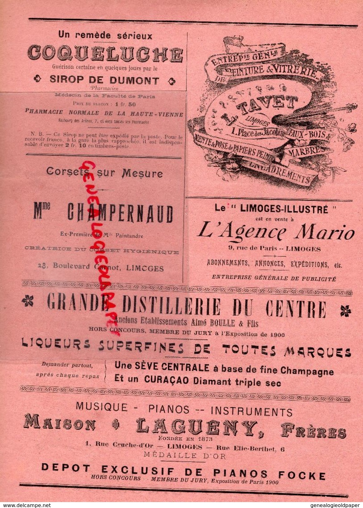 87-LIMOGES ILLUSTRE-RARE REVUE LIMOUSINE 1-2-1905-P.A. CHARREIRE -COMPOSITEUR MUSIQUE NE A BESANCON-PUB GALERIES JOURDAN - Limousin