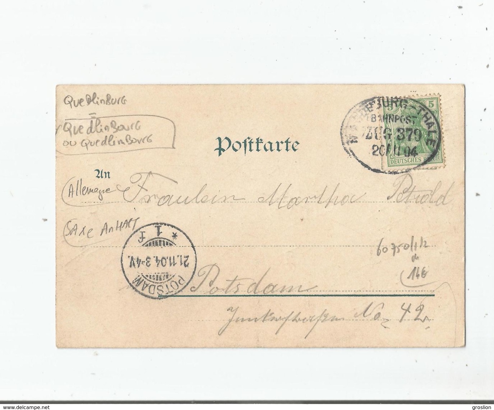 QUEDLINBURG 9126 BLICK N D SCHLOSS  1904 - Quedlinburg
