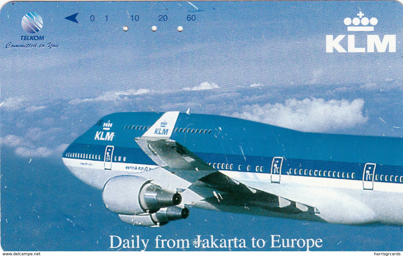 INDONESIA - KLM Boeing 747-400 Plane Puzzle 2 Cards, TELCOM Card , Used - Indonesia