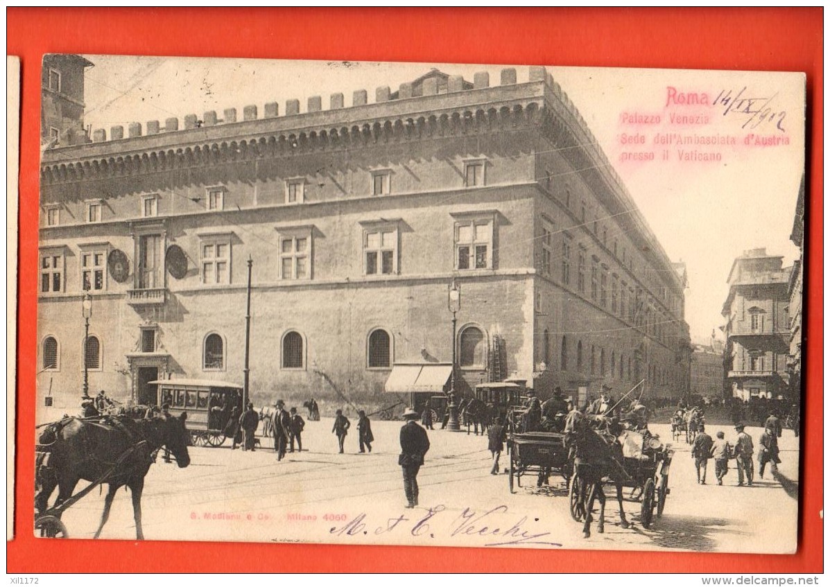 GAV-04  Roma Palazzo Venezia. Molto Animata. Pionier.  Viaggiata In 1902 - Other Monuments & Buildings