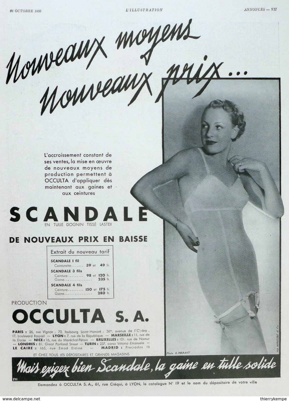 Affiche Publicitaire 1935 :Lingerie SCANDALE - OCCULTA - Advertising