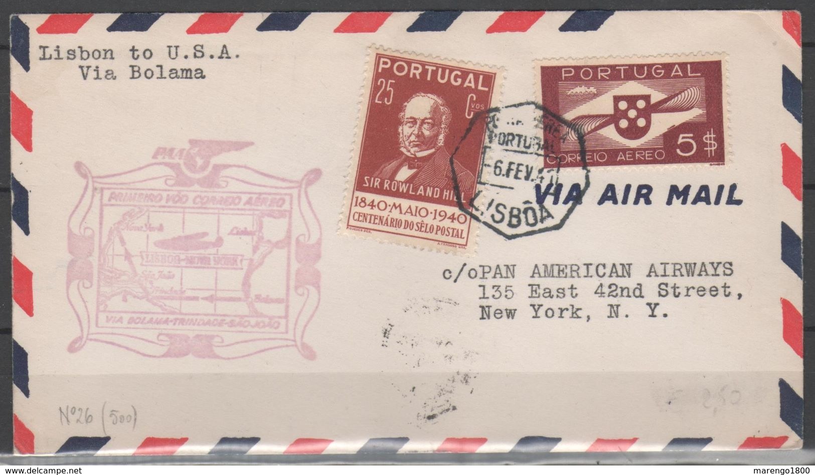 Portogallo 1941 - Primo Volo Portogallo - USA Via Bolama     (b06) - Lettres & Documents